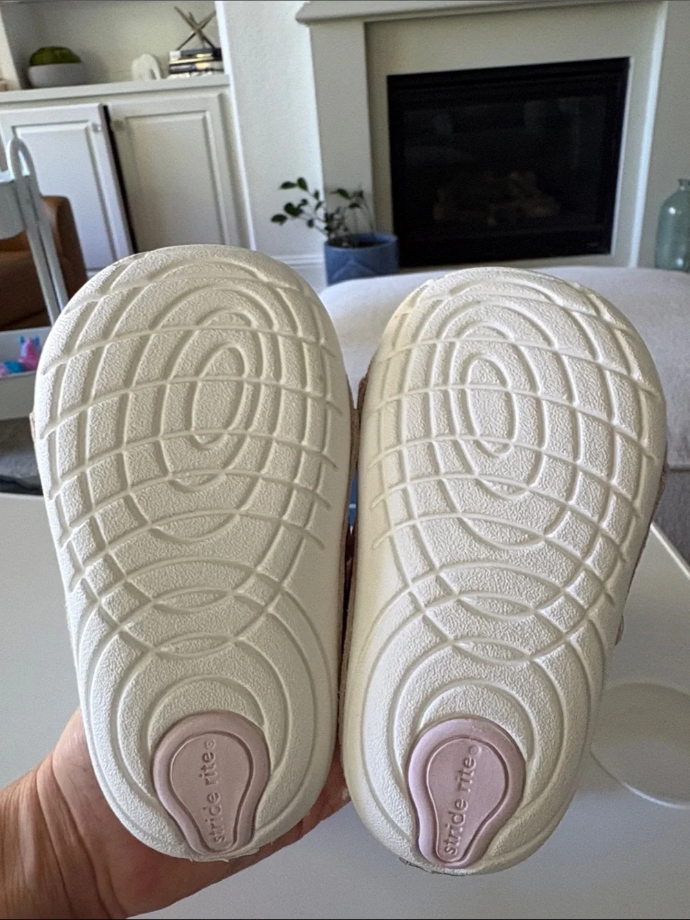Stride Rite Pink Glitter Star Double-Strap Baby Sneakers